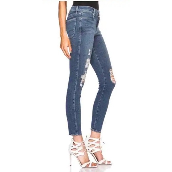 Frame Denim Le High Skinny Seeley Blue Stretch Jean Distressed LHSK899 EUC Sz 26 - Picture 2 of 9